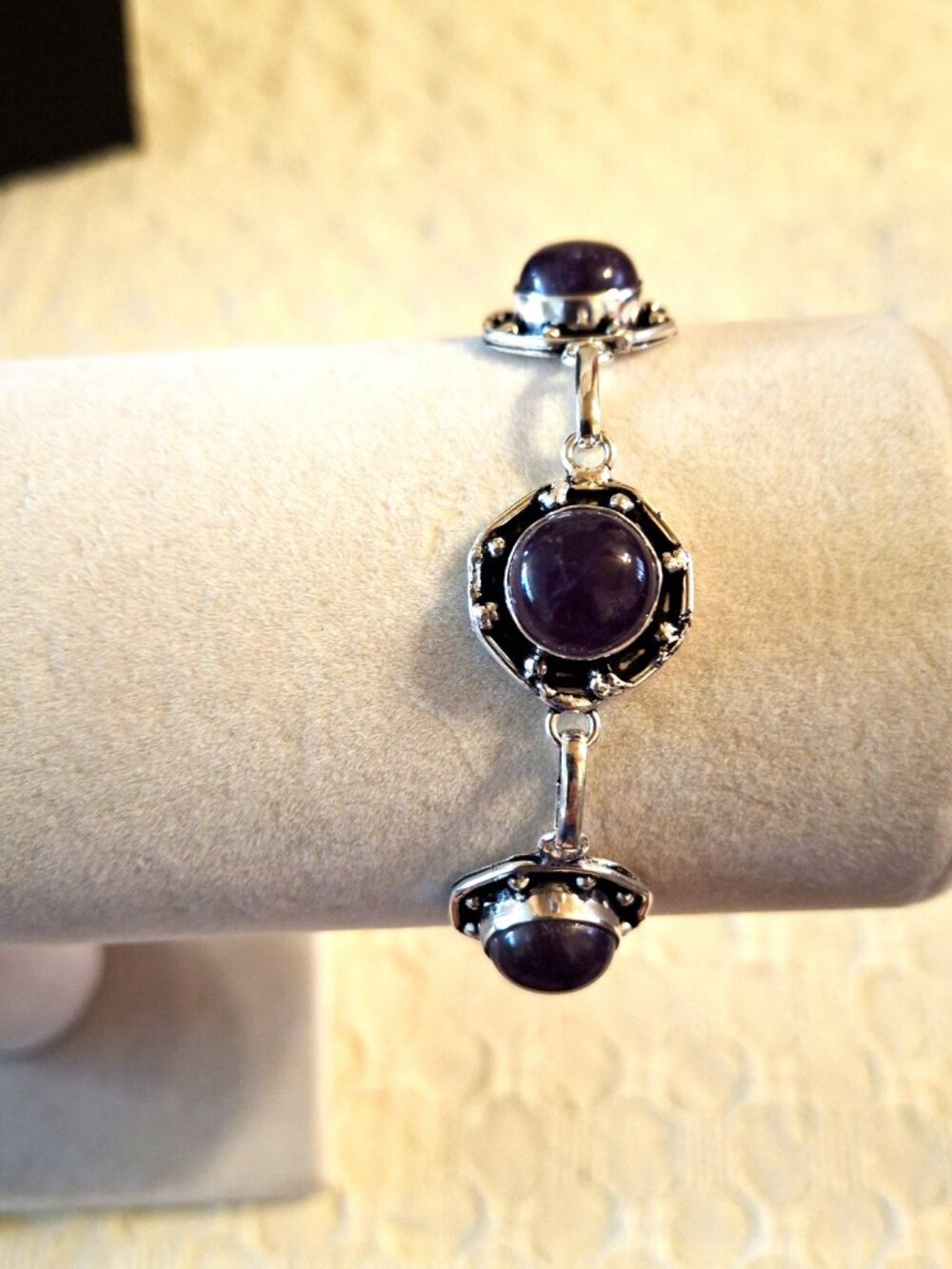 Amethyst Gemstone Ethnic Handmade Bracelet NWOT  454